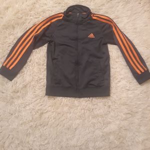 Adidas track jacket boys 6 zip up gray orange